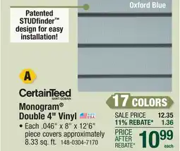 Menards Monogram Double 4 Vinyl offer