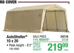 Menards AutoShelter 10 x 20 offer