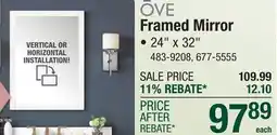 Menards Framed Mirror offer