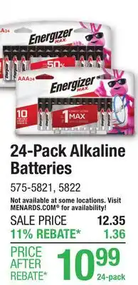 Menards 24-Pack Alkaline Batteries offer