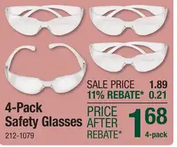 Menards 4-Pack Safety Glasses offer