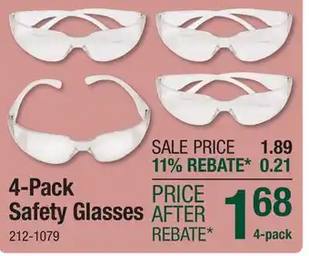 Menards 4-Pack Safety Glasses offer
