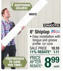 Menards 8' Shiplap offer