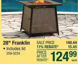 Menards 28 Franklin Gas Fire Pit offer