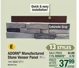 Menards ADORN Manufractured Stone Veneer Panel offer
