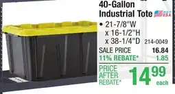 Menards 40-Gallon Industrial Tote offer