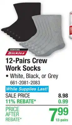 Menards 12-Pairs Crew Work Socks offer