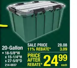Menards 20-Gallon offer