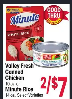 Jewel-Osco Valley Fresh Canned Chicken 10 oz. or Minute Rice 14 oz offer