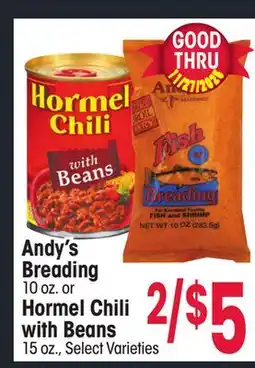 Jewel-Osco Andy's Breading 10 oz. or Hormel Chili with Beans 15 oz offer