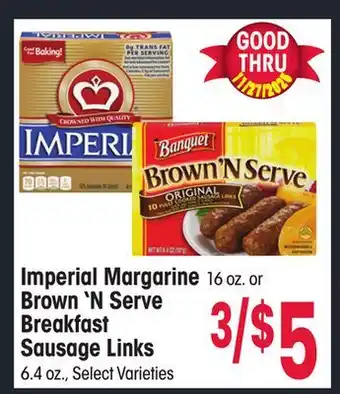 Jewel-Osco Imperial Margarine 16 oz. or Brown 'N Serve Breakfast Sausage Links 6.4 oz offer