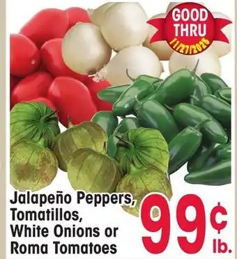 Jewel-Osco Jalapeño Peppers, Tomatillos, White Onions or Roma Tomatoes offer