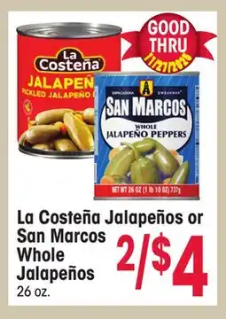 Jewel-Osco La Costeña Jalapeños or San Marcos Whole Jalapeños offer