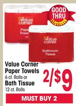 Jewel-Osco Value Corner Paper Towels Paper 6 ct. Rolls or Bath Tissue Bath Tissue 12 ct. Rolls offer