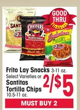 Jewel-Osco Frito-Lay Snacks 3–11 oz. or Santitas Tortilla Chips 10.5–11 oz offer