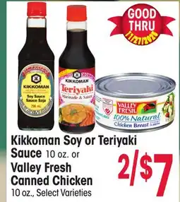Jewel-Osco Kikkoman Soy or Teriyaki Sauce 10 oz. or Valley Fresh Canned Chicken 10 oz offer