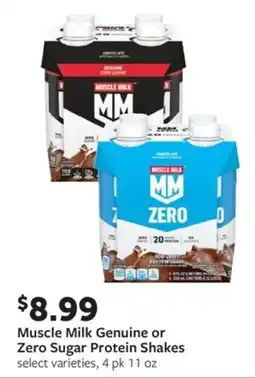 Fareway Muscle Milk Genuine or Zero Sugar Protein Shakes offer