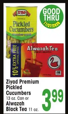 Jewel-Osco Ziyad Premium Pickled Cucumbers 13 oz. Can or Alwazah Black Tea 11 oz offer