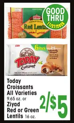 Jewel-Osco Croissants, 9.65 oz. or Ziyad Red or Green Lentils 16 oz offer