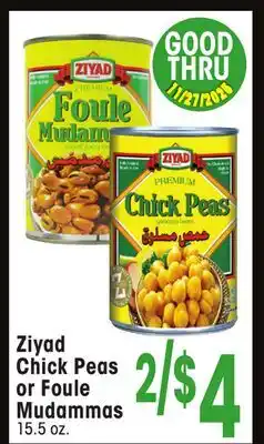 Jewel-Osco Ziyad Chick Peas or Foule Mudammas offer