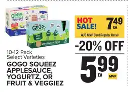 Food Lion GOGO SQUEEZ APPLESAUCE, YOGURTZ, OR FRUIT & VEGGIEZ offer