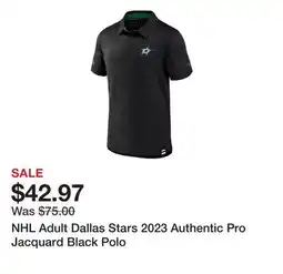Dick's Sporting Goods NHL Adult Dallas Stars 2023 Authentic Pro Jacquard Black Polo offer