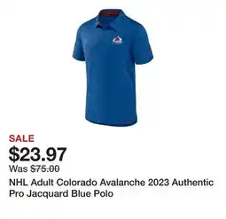 Dick's Sporting Goods NHL Adult Colorado Avalanche 2023 Authentic Pro Jacquard Blue Polo offer