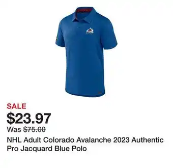 Dick's Sporting Goods NHL Adult Colorado Avalanche 2023 Authentic Pro Jacquard Blue Polo offer