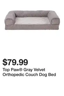 Petsmart Top Paw Gray Velvet Orthopedic Couch Dog Bed offer