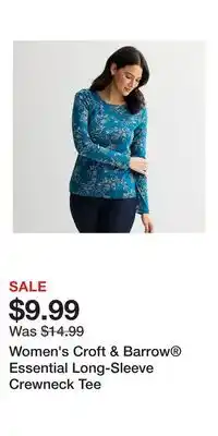 Kohl's Women's Croft & Barrow Essential Long-Sleeve Crewneck Tee offer