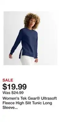 Kohl's Women's Tek Gear Ultrasoft Fleece High Slit Tunic Long Sleeve Crewneck offer