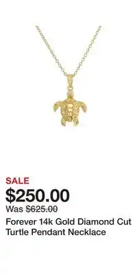 Kohl's Forever 14k Gold Diamond Cut Turtle Pendant Necklace offer