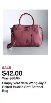 Kohl's Simply Vera Vera Wang Jayla Belted Buckle Soft Satchel Bag offer