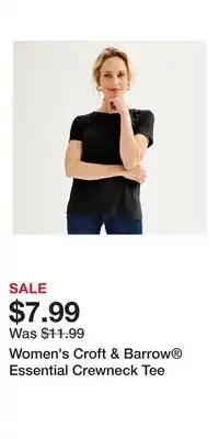 Kohl's Women's Croft & Barrow Essential Crewneck Tee offer
