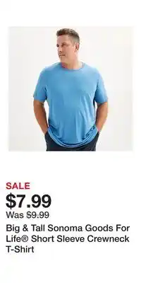Kohl's Big & Tall Sonoma Goods For Life Short Sleeve Crewneck T-Shirt offer