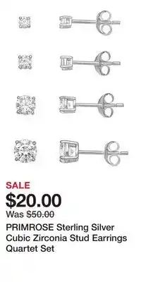 Kohl's PRIMROSE Sterling Silver Cubic Zirconia Stud Earrings Quartet Set offer