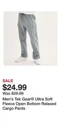 Kohl's Men's Tek Gear Ultra Soft Fleece Open Bottom Relaxed Cargo Pants offer