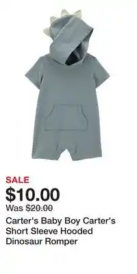 Kohl's Carter's Baby Boy Carter's Short Sleeve Hooded Dinosaur Romper offer