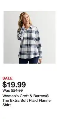 Kohl's Women's Croft & Barrow The Extra Soft Plaid Flannel Shirt offer