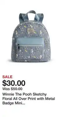 Kohl's Winnie The Pooh Sketchy Floral All Over Print with Metal Badge Mini Backpack offer