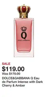Kohl's DOLCE&GABBANA Q Eau de Parfum Intense with Dark Cherry & Amber offer