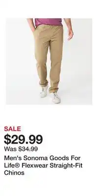Kohl's Men's Sonoma Goods For Life Flexwear Straight-Fit Chinos offer