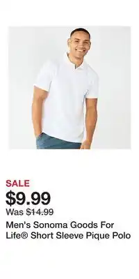 Kohl's Men's Sonoma Goods For Life Short Sleeve Pique Polo offer
