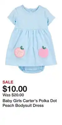 Kohl's Baby Girls Carter's Polka Dot Peach Bodysuit Dress offer