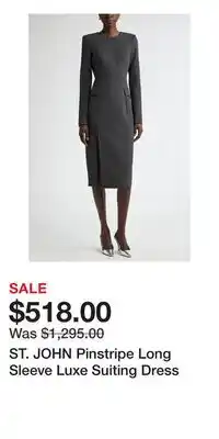 Nordstrom ST. JOHN Pinstripe Long Sleeve Luxe Suiting Dress offer