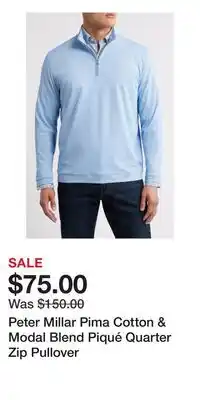 Nordstrom Peter Millar Pima Cotton & Modal Blend Piqué Quarter Zip Pullover offer