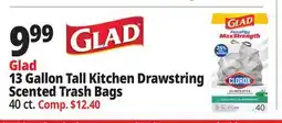 Ocean State Job Lot Glad 13 Gallon Tall Kitchen Drawstring Scented Trash Bags offer