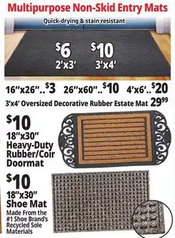Ocean State Job Lot Multipurpose Non-Skid Entry Mats offer
