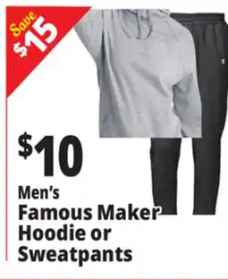 Ocean State Job Lot Men's Famous Maker Hoodie or Sweatpants offer