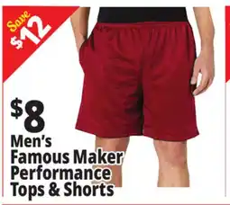 Ocean State Job Lot Men's Famous Maker Performance tops & Shorts offer